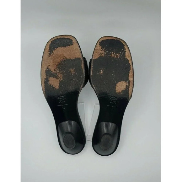 Eric Javits Womens Leather Woven Low Heel Sandals Slides Black Size 10 - Picture 11 of 11